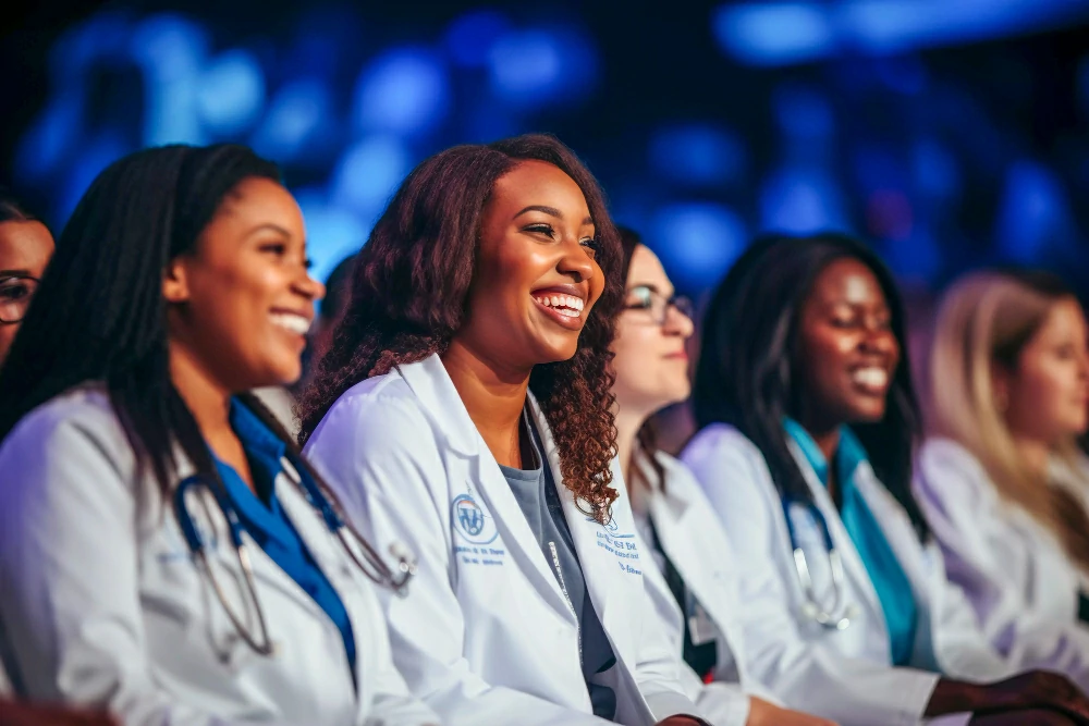 nurses sat down in the crowds of an event